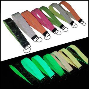Glow in the Dark Key Lanyard Wristlet Strap Made in USA Rainbow Spiderweb Goth